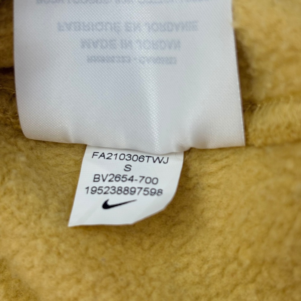 Nike Hoodie Mens Mustard Yellow Pullover Sweatshirt Logo Embroidered Casual - Picture 10 of 12